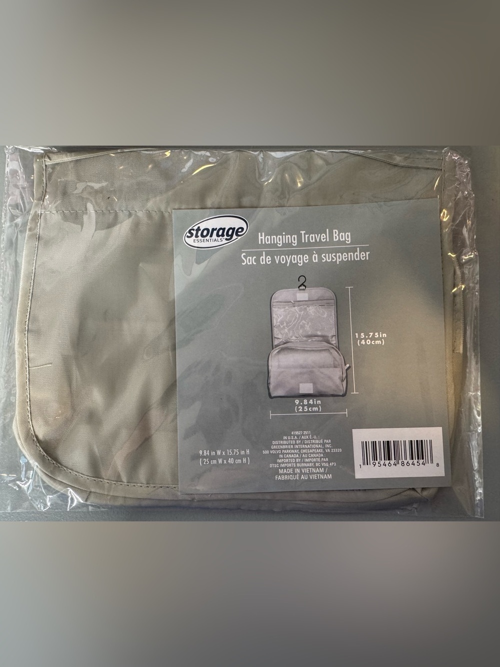 Garage Hanging zippered Travel Bag - Light Gray travel vacation on the go